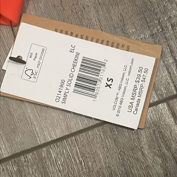 NEW Volcom Simply Solid Orange Cheekini Bikini Set size XS - Picture 5 of 11